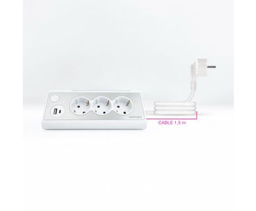 REGLETA SOBREMESA 3 TOMAS + 2xUSB CON LUZ BLANCO NANOCABLE