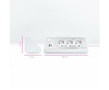 REGLETA SOBREMESA 3 TOMAS + 2xUSB CON LUZ BLANCO NANOCABLE