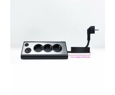REGLETA SOBREMESA 3 TOMAS + 2xUSB CON LUZ NEGRO NANOCABLE