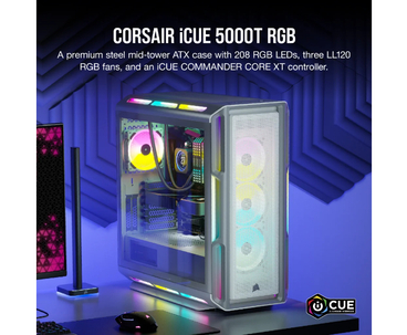 CAJA SEMITORRE ATX ICUE 5000T RGB TG WHITE CORSAIR