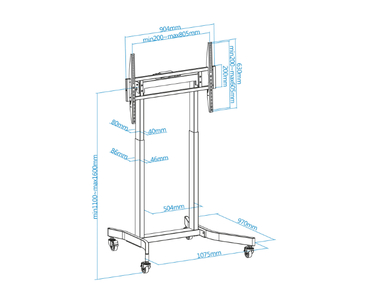 SOPORTE SUELO CON RUEDAS Y REGULACION ELECTRICA LUX 55''-100'' NEGRO TOOQ