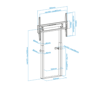 SOPORTE SUELO/PARED FIJO 55"-100" HIPERION NEGRO TOOQ