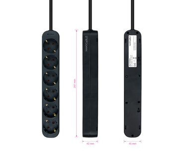 REGLETA PROTECTORA 6 TOMAS NEGRO NANOCABLE