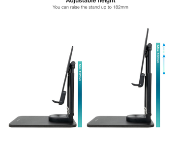 SOPORTE SOBREMESA AJUSTABLE PARA TABLETS 12.9" NEGRO TOOQ