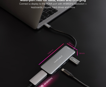 HUB USB-C 6 PUERTOS USB 3.2 15 CM NANOCABLE