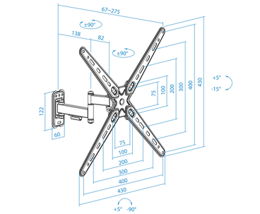 SOPORTE PARED 13"-55" GIRO/INCLINABLE LP1356TN-B TOOQ