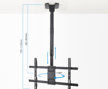 SOPORTE TECHO PANTALLAS 43"-86" GIRO/INCLINABLE NEGRO TOOQ