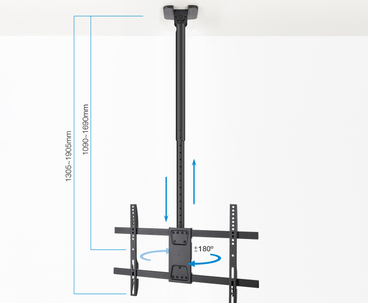 SOPORTE TECHO PANTALLAS 43"-86" GIRO/INCLINABLE XL NEGRO TOOQ